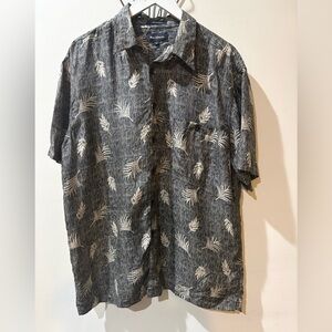 Marc Edward’s Men's Black Leaf Silk Print Shirt